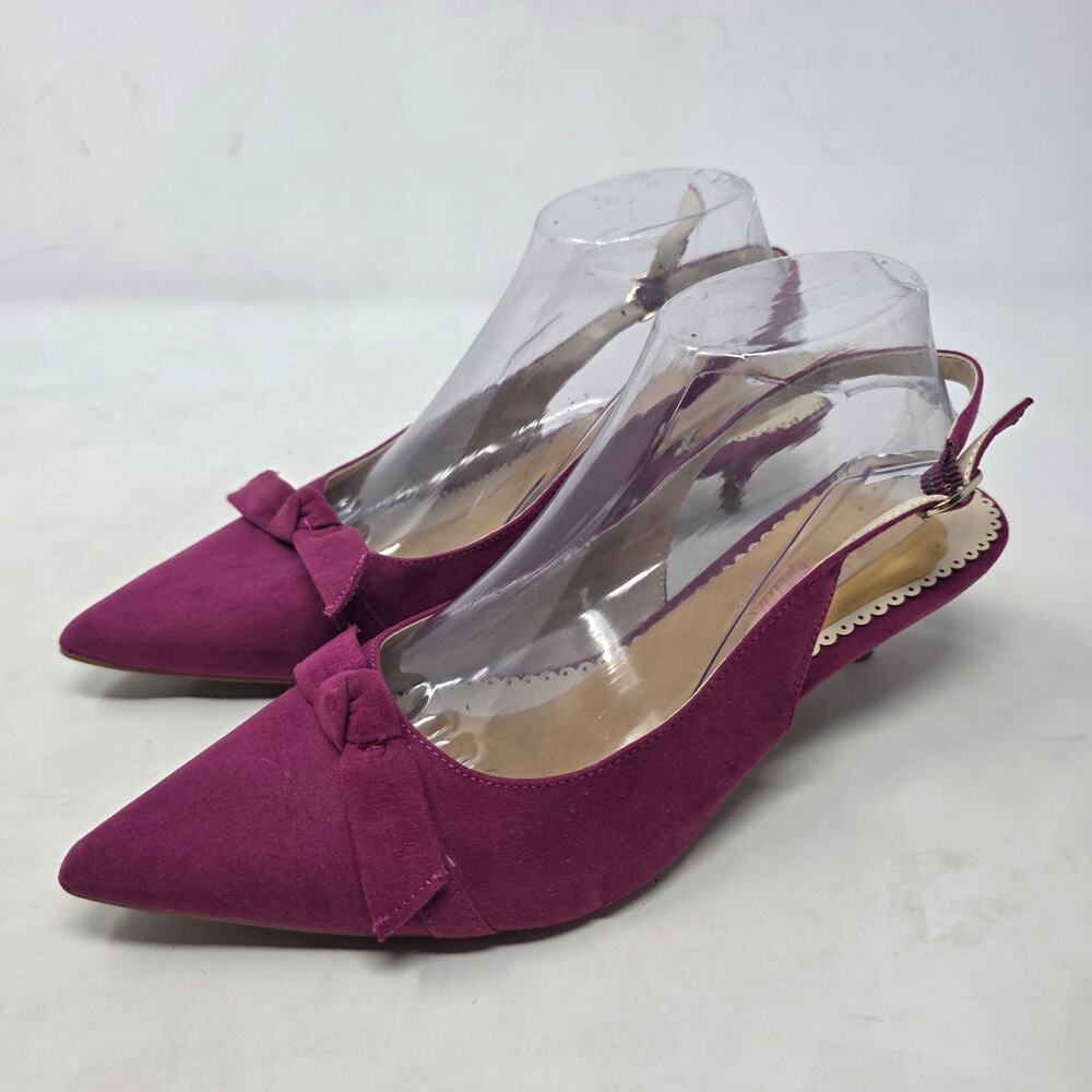 Charter Club Giavanna Plum Purple Pointed Toe Bow Slingback Heels Women’s 7.5